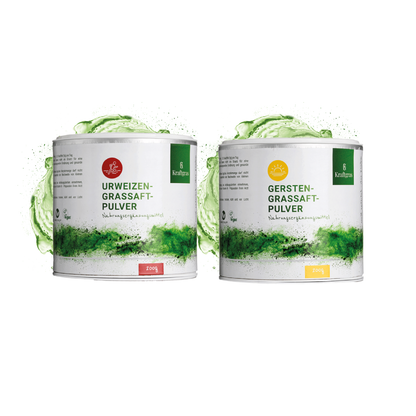 Jus de poudre d'herbe de blé et d'orge ancien biologique combiné